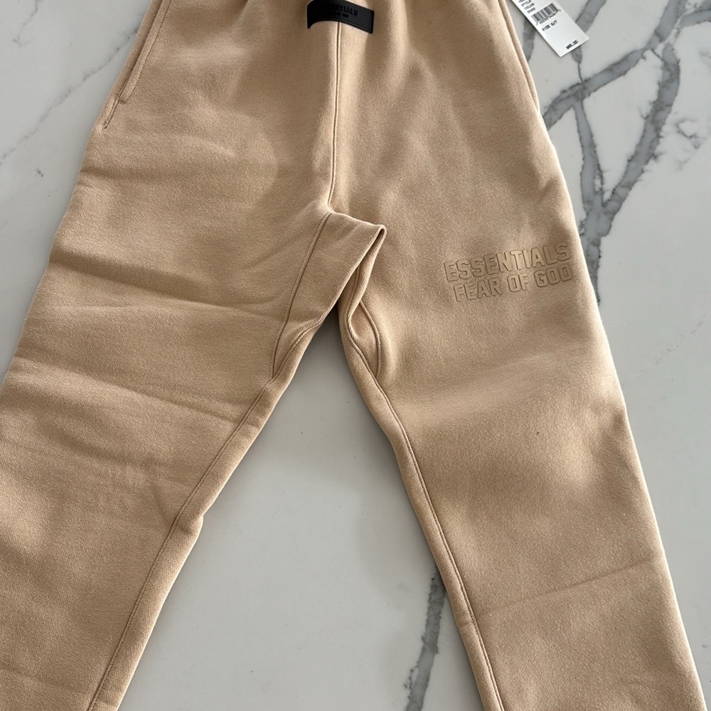 New with tags Essentials fear of god beige/tan boys jogger size 6/7